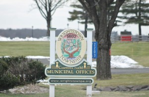 The Wrightstown Municipal Building sign. 