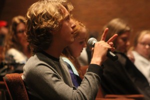 A high school student gives his thoughts following the film. Credit: Tom Sofield/NewtownPANow.com