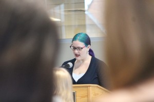 Student Anna Snyder, who is studying Neuroscience and president of a on-campus STEM club for women, spoke at the event. Credit: NewtownPANow.com