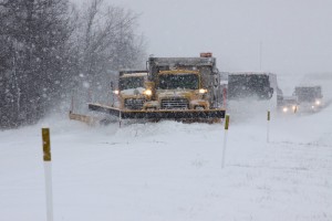 Plows clear a highway. Credit: PennDOT