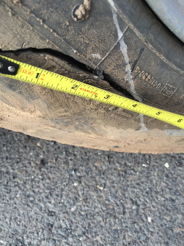 Damage to a truck tire.  Credit: Newtown Township Police