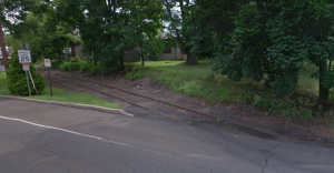 A portion of the old rail line on Lincoln Avenue in Newtown Borough. Credit: Google Maps