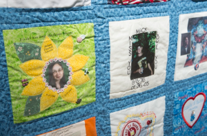 A memorial quilt hanging in Harrisburg for Donate Life month. Credit: State of PA
