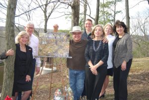 Members of the planning committee for the first annual Bucks County Plein Air Festival get some fresh air behind Tyler Hall at Bucks County Community College Credit: Bucks County Community College