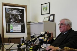 District Attorney David Heckler announcing a tipline in 2014. Credit: Tom Sofield/NewtownPANow.com