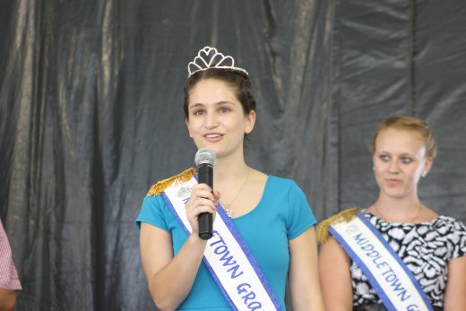 Grange Fair Queen Jacquelyn Sherman speaking to the crowd. Credit: Tom Sofield/NewtownPANow.com