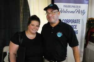 Christine Aust-Morales and Ted Morales as they took a quick break from serving meatballs. Credit: Tom Sofield/NewtownPANow.com