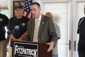 Brian Fitzpatrick speaking about his FOP endorsement Thursday in Wrightstown.  Credit: Tom Sofield/NewtownPANow.com
