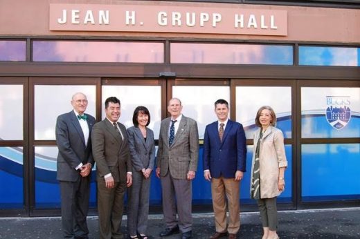 President Emeritus Dr. James Linksz, Trustees Chairman Tom Skiffington, Bucks County Community College Foundation President Connie Furman, Grupp, Bucks County Commissioners Chairman Rob Loughery, and Dr. Stephanie Shanblatt, college president. Credit: Bucks County Community College